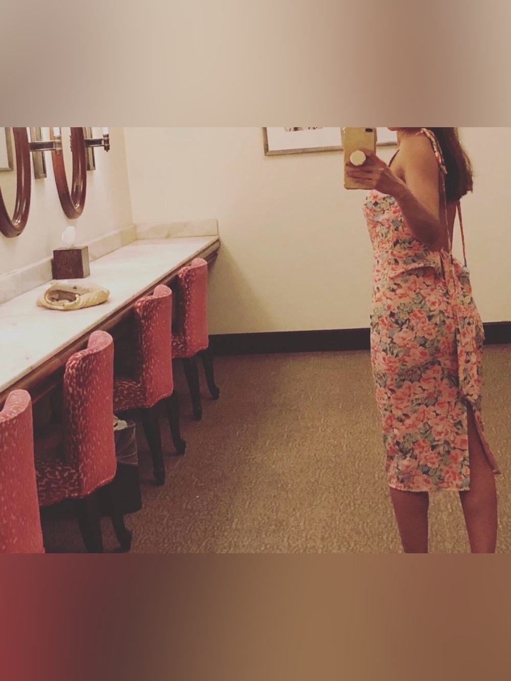 Tie Back Lpa Dress In Pink Blossoms